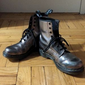 Dr. Martens - Platinum Metallic Boots (Size 8)